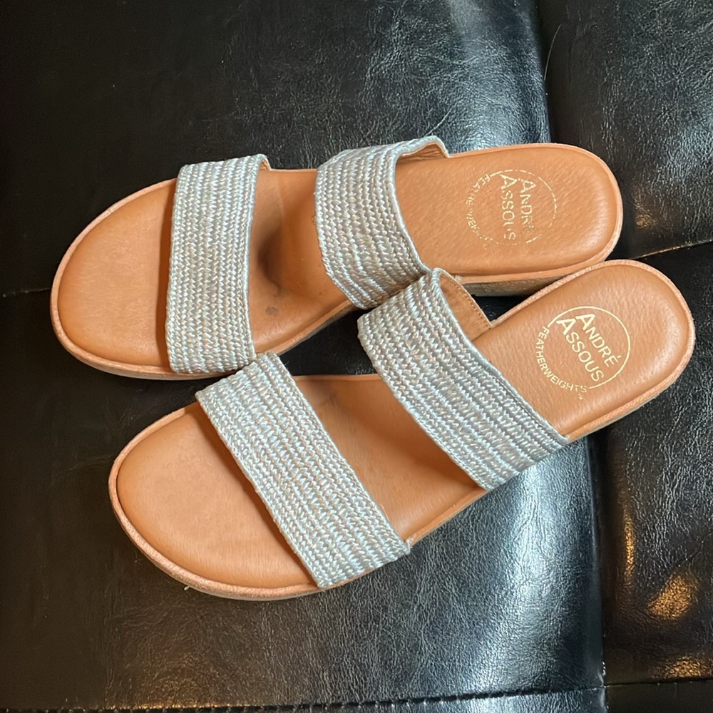 Like New Andre Assous Textile/Leather Sandals